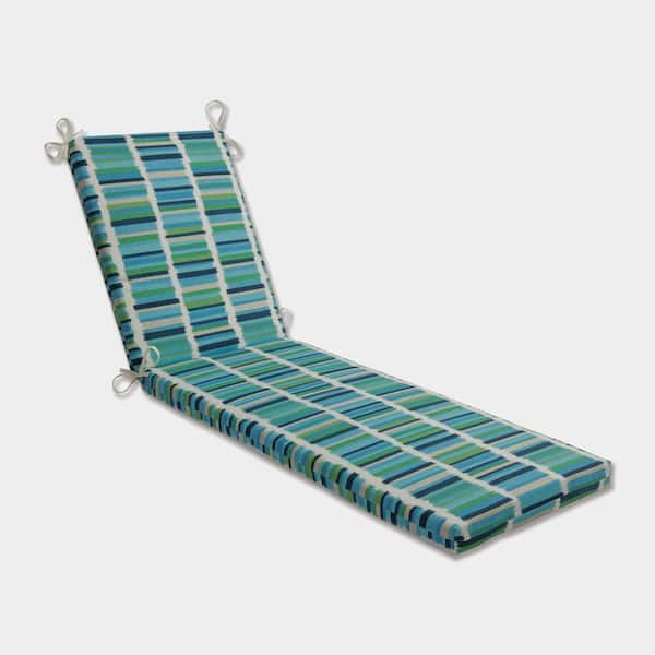 Striped 23 x 30 Outdoor Chaise Lounge Cushion in Blue/Green Solar