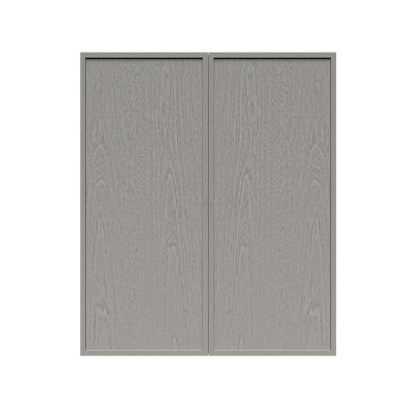 LIFEART CABINETRY Slim Shaker Assembled 36 in. W x 42 in. H x 12 in. D Wall Kitchen Cabinet in Gray