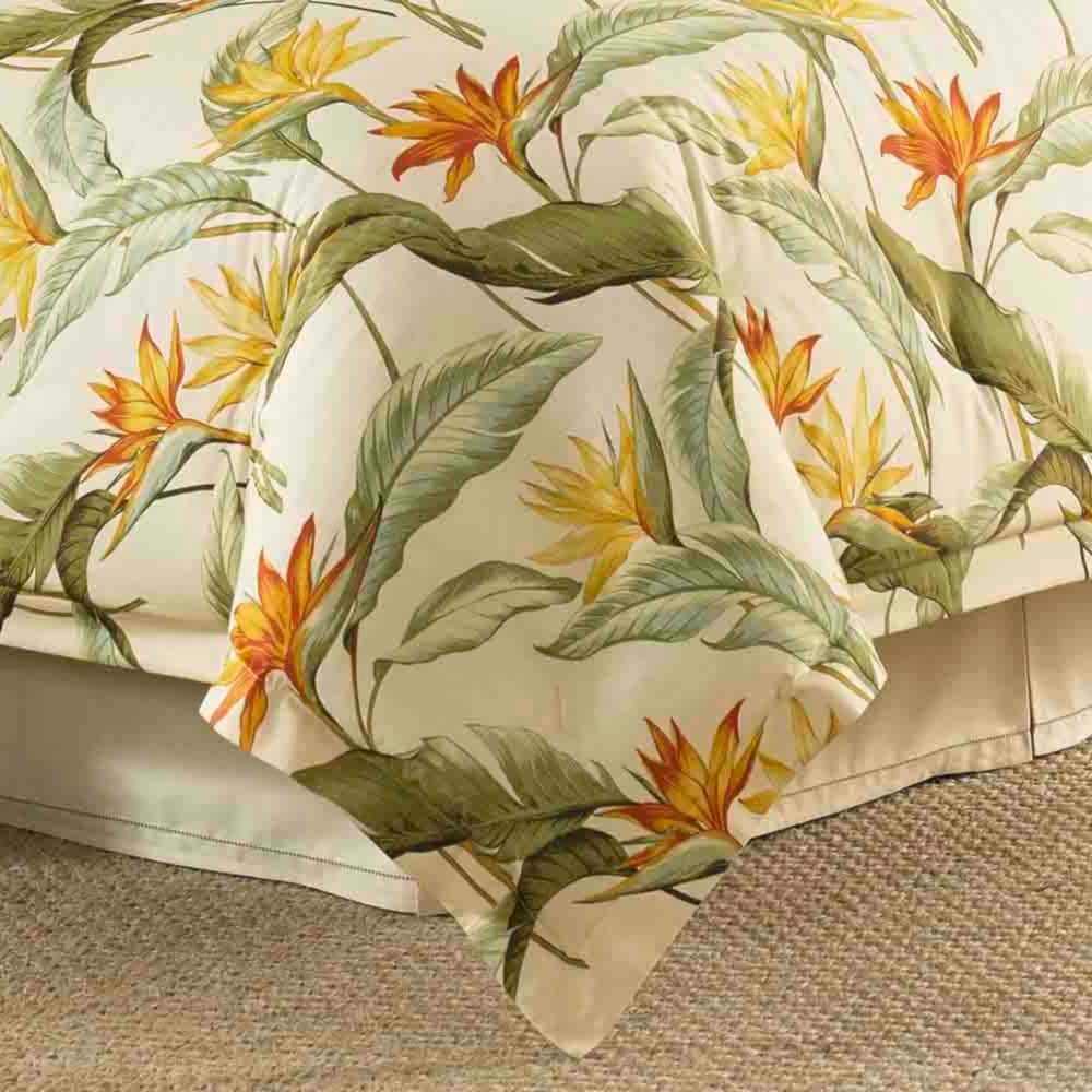 Ivory Tropical Cotton Queen Comforter Set with Shams