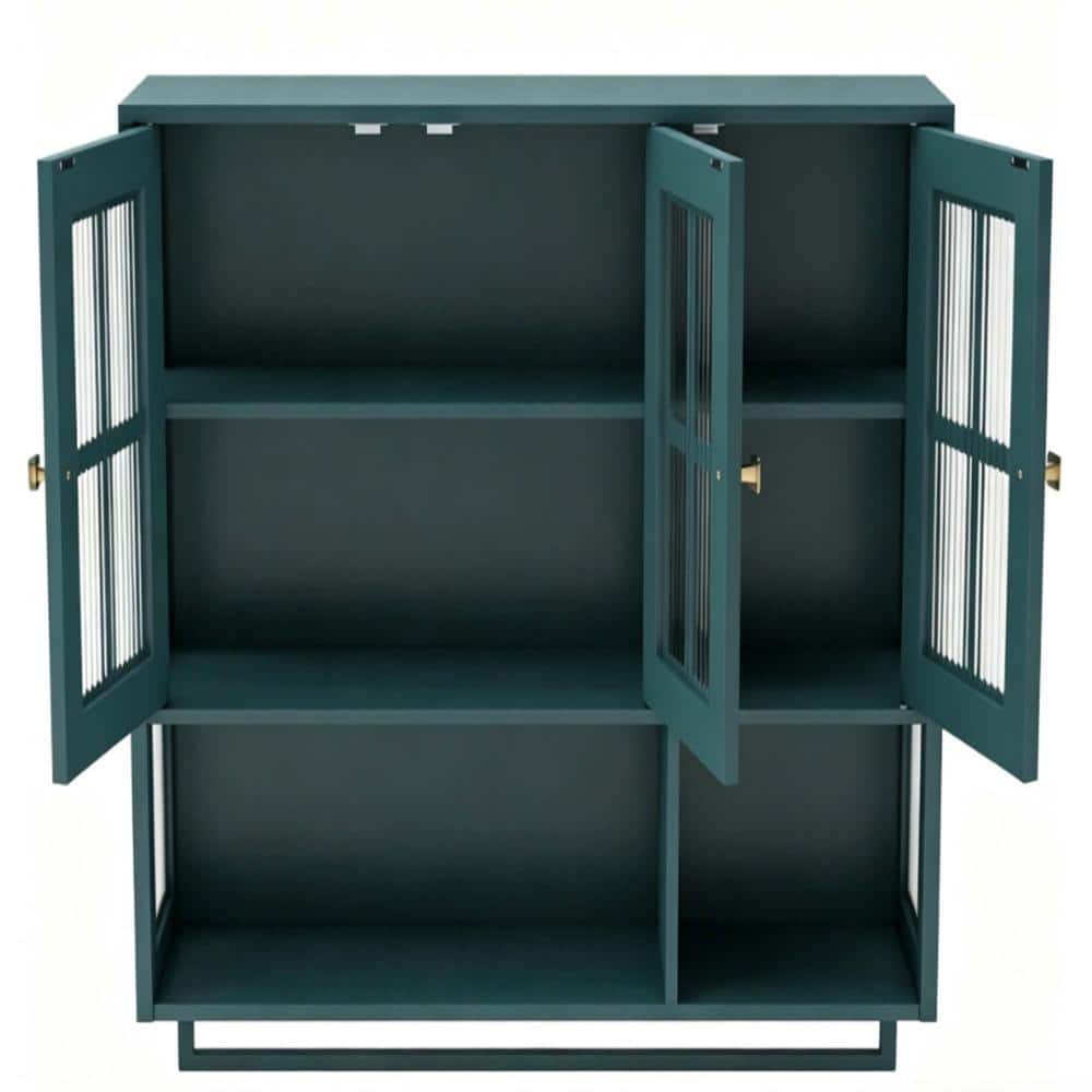 35 in. W x 10 in. D x 32 in. H Bathroom Wall Cabinet, Medicine Cabinet in Green with Storage Space,Glass Door,Towel Bar price history on PriceWatchPro