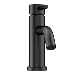 Single Handle Lavatory Faucet with Drain Kit Included in Matte Black