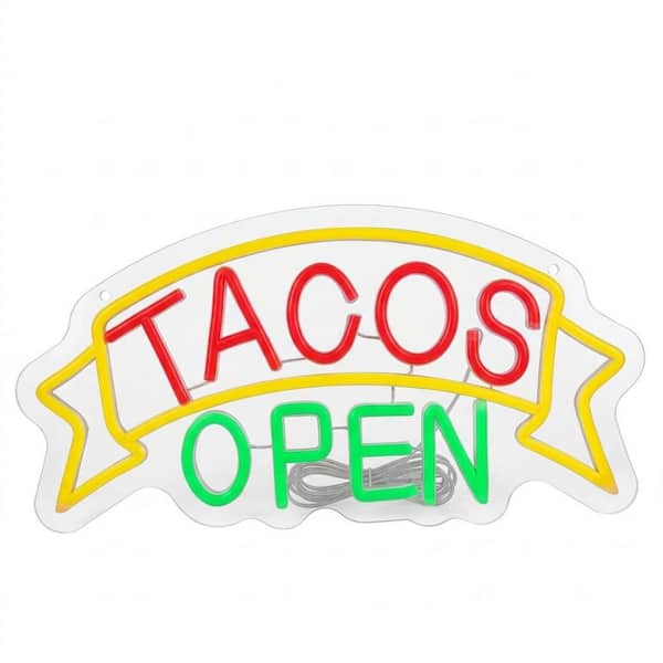 Taco Neon Sign LED Light Wall Decor Flexible Acrylic Panel USB Powered Mexican Restaurant Bar Party Welcome