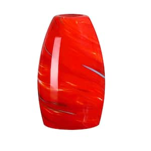 7.64 in. Red Art Glass Drum Pendant Light Shade with 1.65 in. Lip Fitter (Not included)