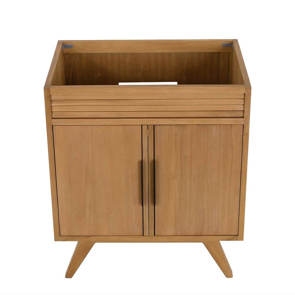 Natural Teak Mid-Century Modern Single Sink Vanity Base