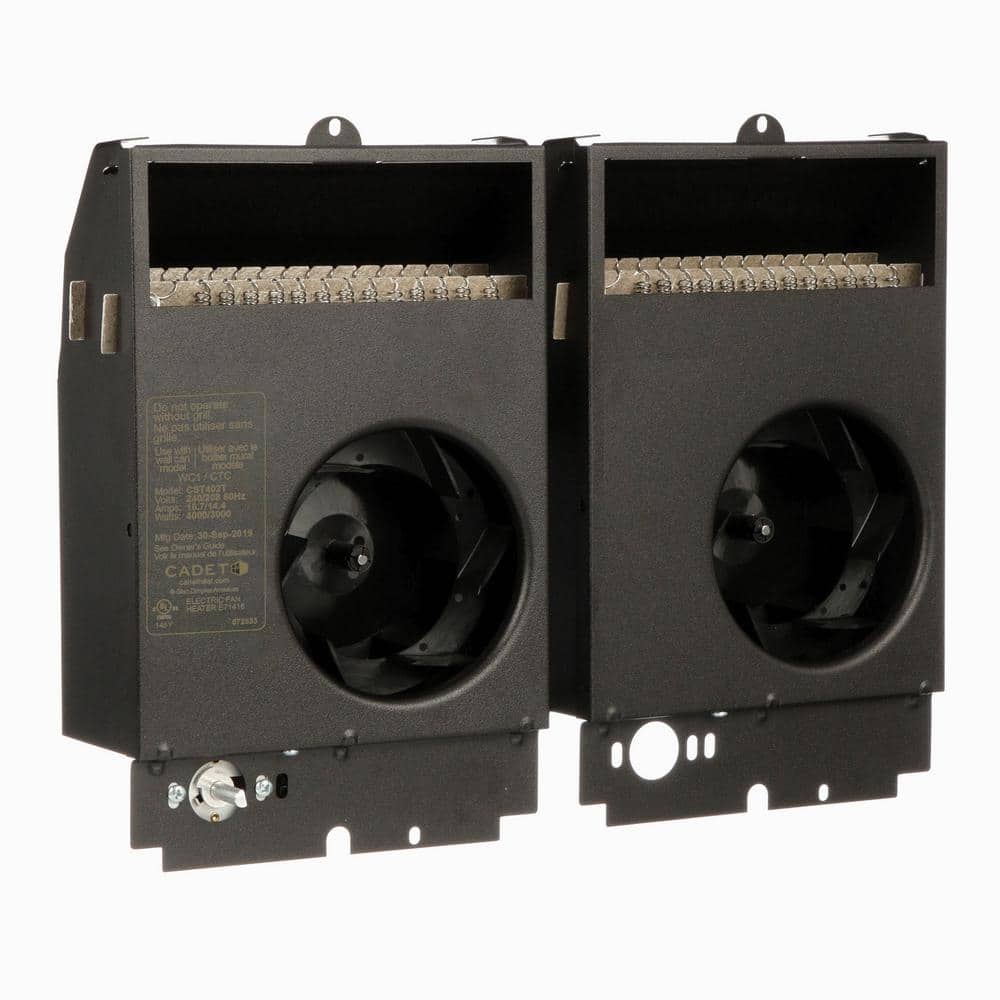 Black Twin Fan-Forced Electric Wall Heater with Thermostat
