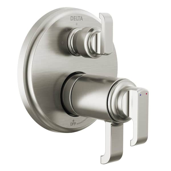 Delta Tetra TempAssure 2-Handle Wall-Mount Valve Trim Kit 3-Setting Int. Div. in Lumicoat Stainless (Valve Not Included)