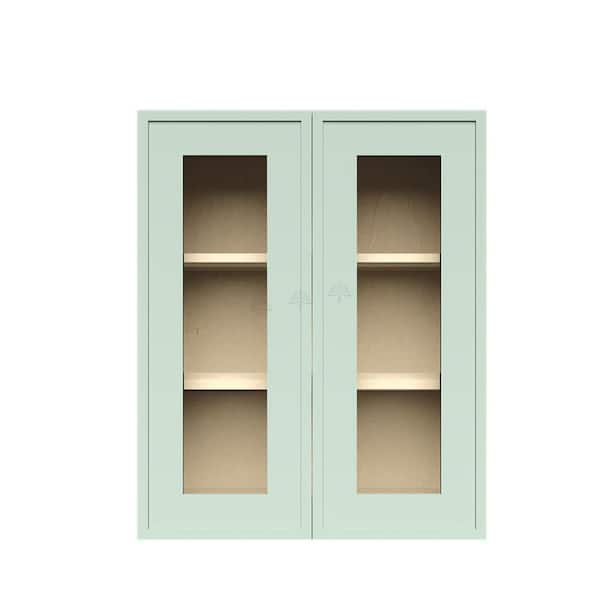 LIFEART CABINETRY Slim Shaker Assembled 24 in. W x 36 in. H x 12 in. D Wall Kitchen Cabinet in Green