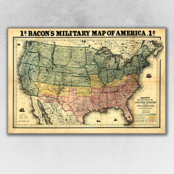 HomeRoots Market Vintage 1862 Civil War Map Wooden Wall Art