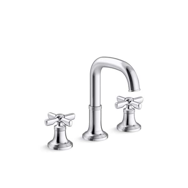 KOHLER Paces 8 in. Widespread Double Handle Bathroom Faucet with Cross Handles in Polished Chrome