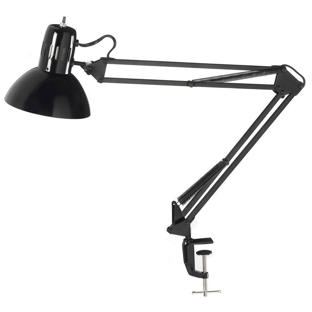 Working/Task Lamps 36 in. H 1-Light Black Table Lamp (Task) with Metal Shad