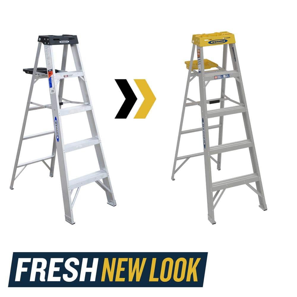 Werner 5 ft. Aluminum Step Ladder (9 ft. Reach Height) with 300 lb. Load Capacity Type IA Duty
