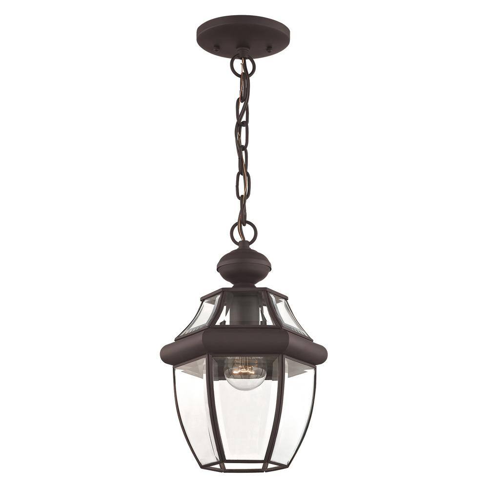Bronze Clear Glass Outdoor Hanging Pendant Light