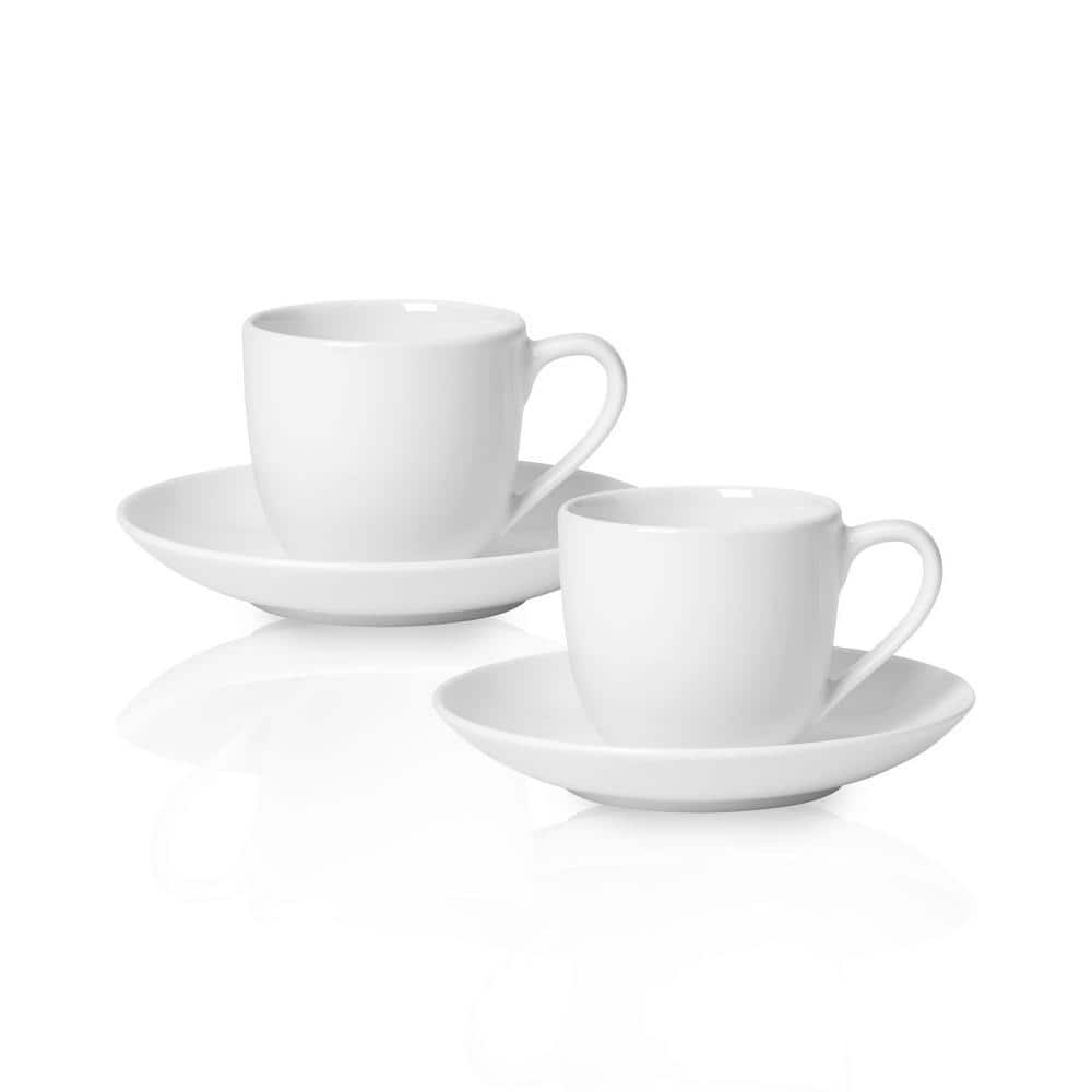 Villeroy & Boch For Me Espresso Cup and Saucer 4-Piece Set White