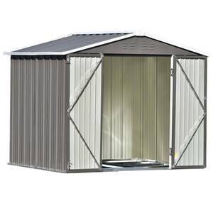 72 in. W x 94 in. D Bike Shed Garden Shed, Patio Metal Storage Shed with Lockable Doors In Gray Coverage Area 44 sq. ft.