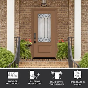 Regency 36 in. x 80 in. 3/4 Lite Spire Decorative Glass RHIS White Unfinished Fiberglass Prehung Front Door