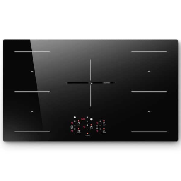 36 in. 5 Elements Electric Induction Cooktop in Black with Double Bridge Function, Booster, Timer, Child Lock