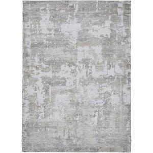 Missy blend of Off White and Taupe 9 ft. 10 in. x 13 ft. 1 in. Polyester Woven Printed Area Rug
