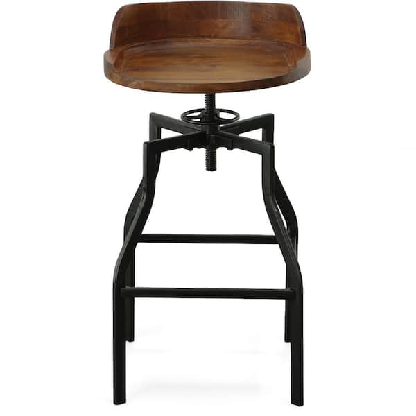 Carolina Chair & Table Maris 24 in. to 30.5 in. Chestnut and Black Adjustable Stool