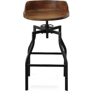 Maris 24 in. to 30.5 in. Chestnut and Black Adjustable Stool