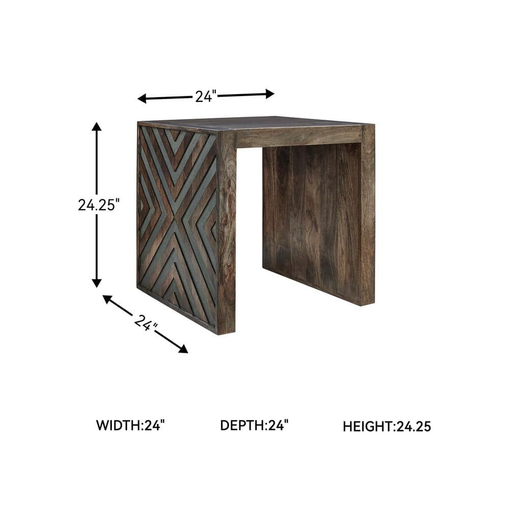 Dreggan 24 in. Brown Square Wood End Table - thumbnail 9