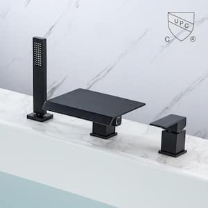 RX8013H 1-Handle 1-Spray Roman Bathtub Faucet with Handheld Shower in Matte Black
