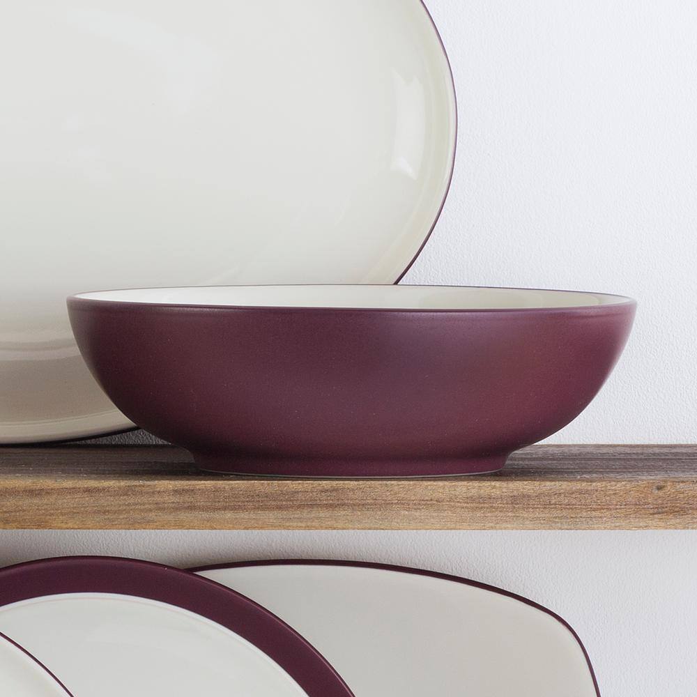 Burgundy Ceramic Round Serving Bowl, 9.5", 64 oz.