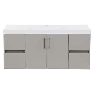 Rawlins 49 in. W x 19 in. D x 22 in. H Single Sink Floating Bath Vanity in Gray with White Cultured Marble Top