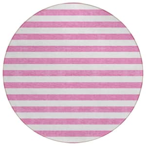 Chantille ACN528 Pink 8 ft. x 8 ft. Round Machine Washable Indoor/Outdoor Geometric Area Rug