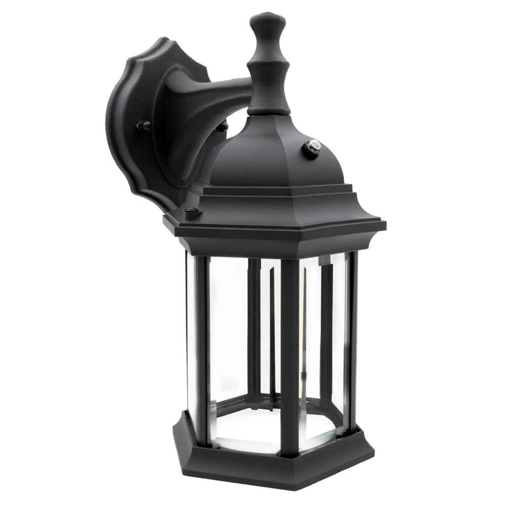 Maxxima 1-Light Black LED Outdoor Wall Lantern Sconce with Dusk to Dawn  Sensor MEL-11201W The Home Depot