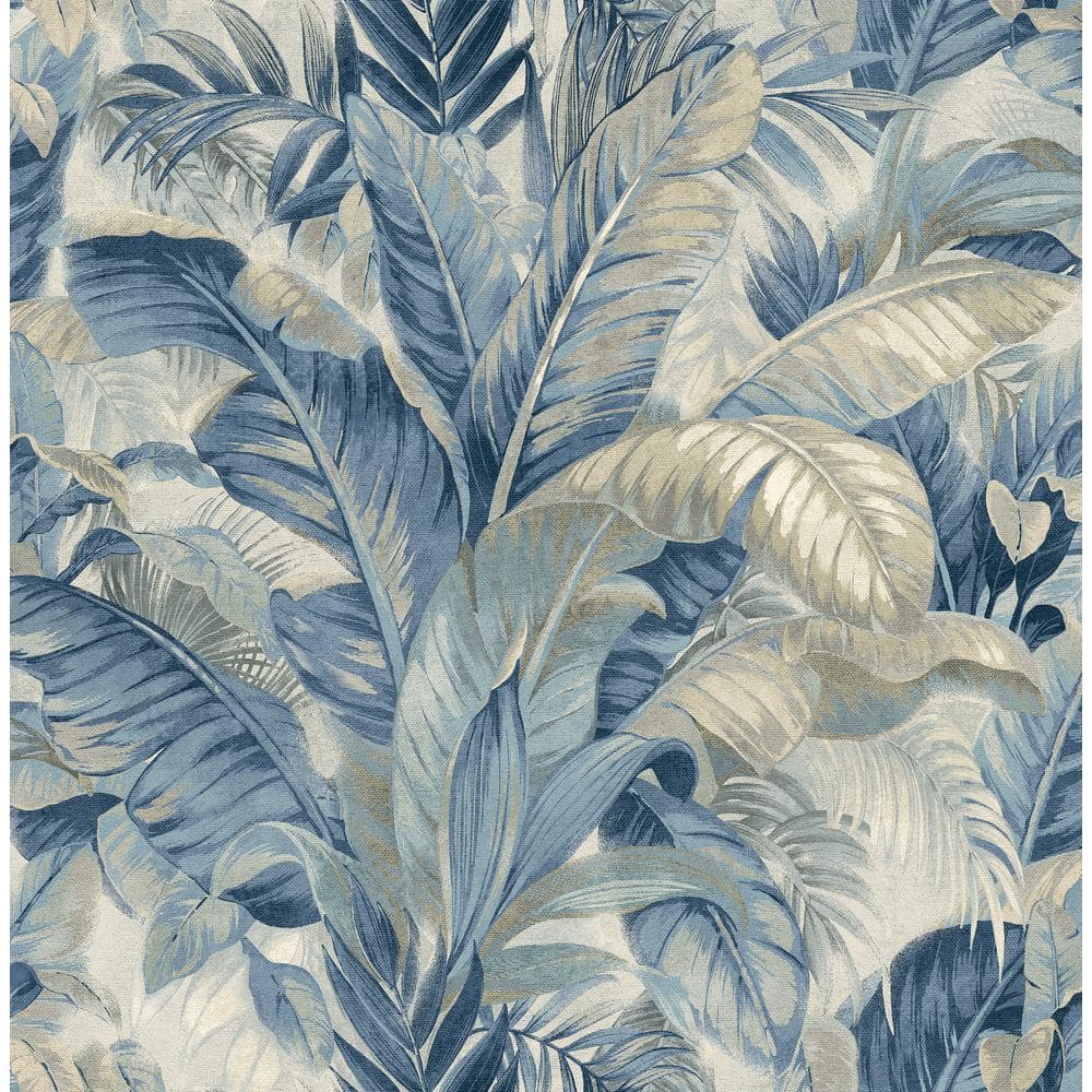 Luna Blue Tropical Palm Self-Adhesive Vinyl Wallpaper