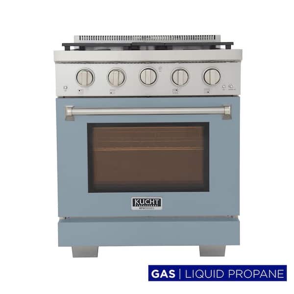 Kucht Professional 30 in. 4.2 cu. ft. 4-Burners Freestanding Propane Gas Range in Light Blue with Convection Oven