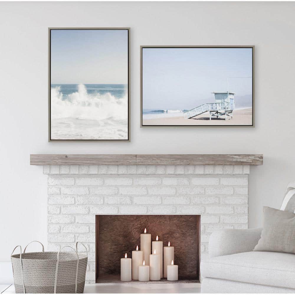 Sylvie Waves Crashing Coastal Framed Canvas Print, 36" x 27"