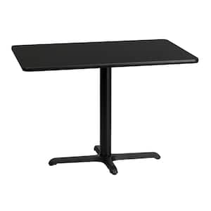 Black Wood Laminate Table Top 30'' x 48'' with 24'' Pedestal Table Base Dining Table Seats 4