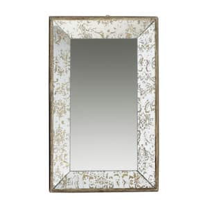 12 in. W x 20 in. H Rectangular Wood Framed Wall Bathroom Vanity Mirror with Floral Accents