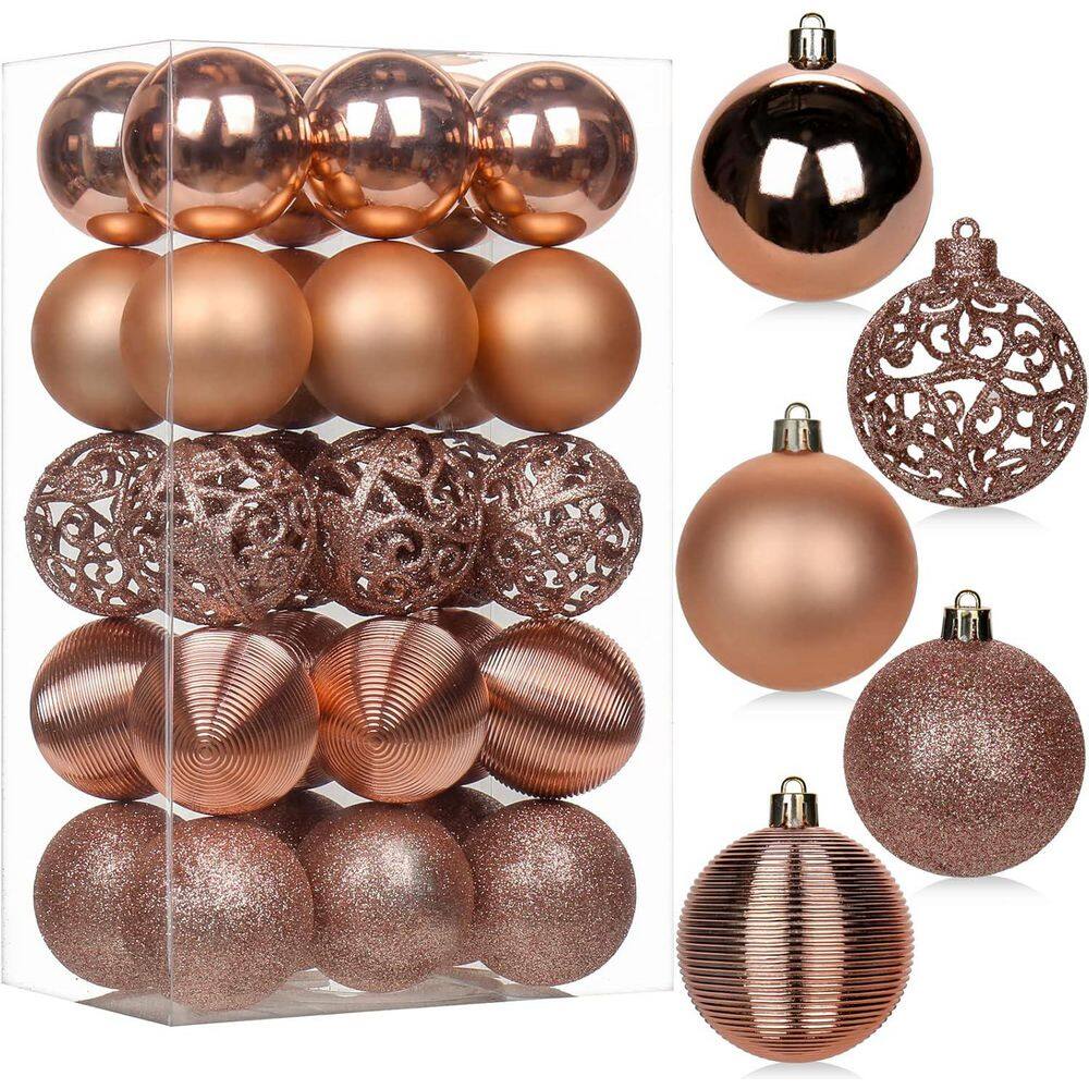 30-Pack 2.36 in. Shatterproof Rose Gold Christmas Balls, Xmas Tree Decorations and Halloween Ornaments price history on PriceWatchPro
