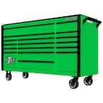 Extreme Tools 72 DX Series 17-Drawer 21 Deep Roller Cabinet w/Hutch -  Green w/Black Drawer Pulls