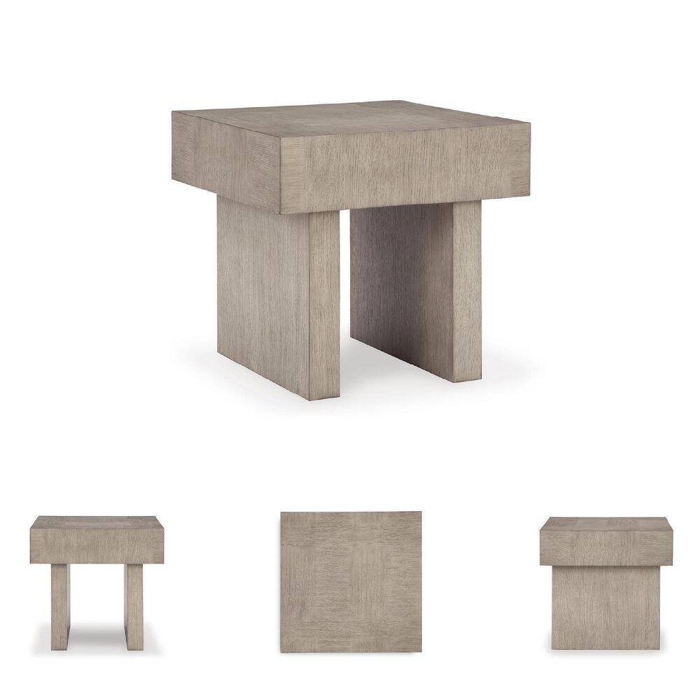 Jorlaina 26 in. Brown Square Wood End Table with Pedestal - thumbnail 7