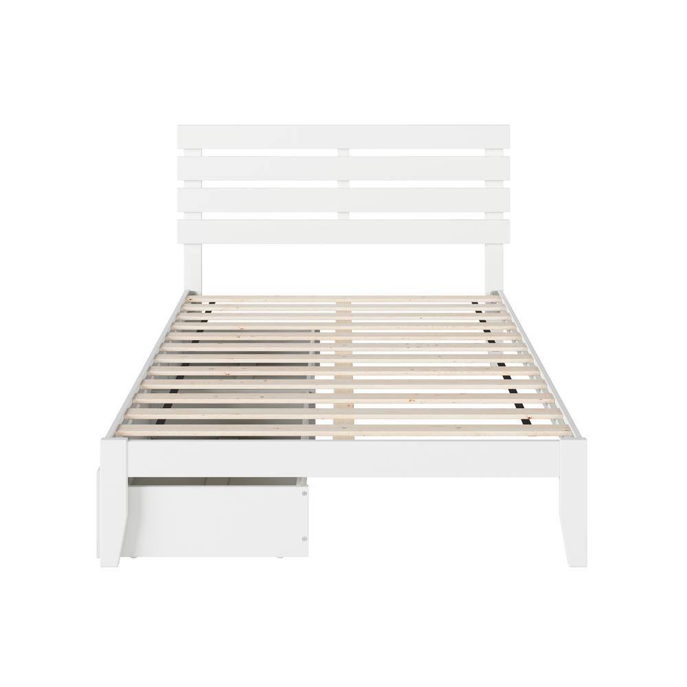 White Full Captain's Bed with Storage Drawers and USB Charger