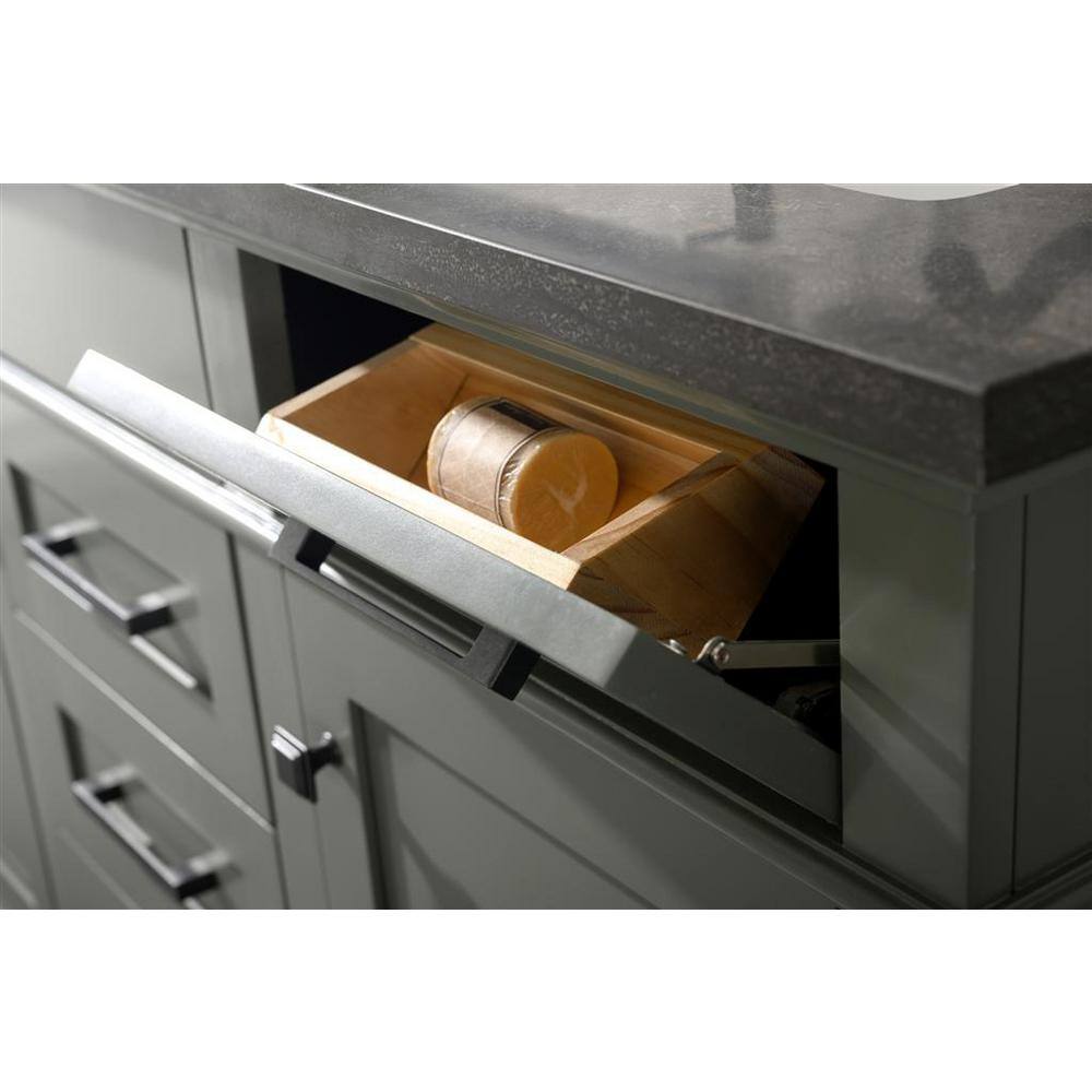 Pewter Green 54" Double Sink Vanity with Blue Lime Stone Top