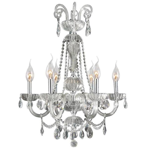 Worldwide Lighting Carnivale 6-Light Polished Chrome and Clear Crystal Chandelier