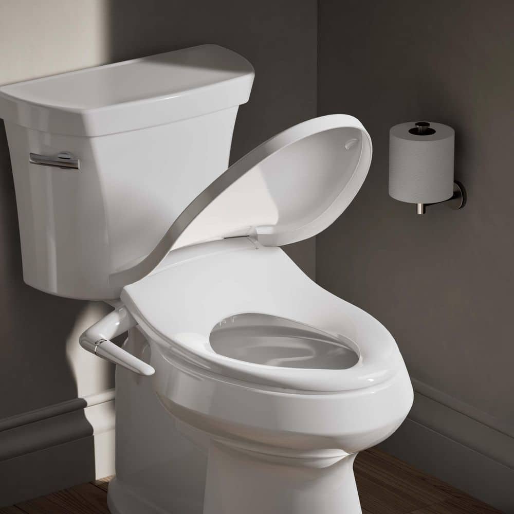 White Elongated Manual Bidet Toilet Seat with Adjustable Spray