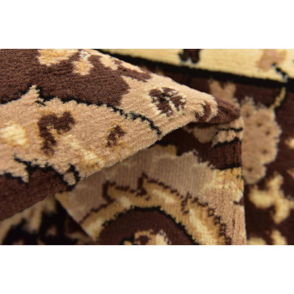 Elegant Espahan Brown Synthetic Rectangular Rug 5' x 8'