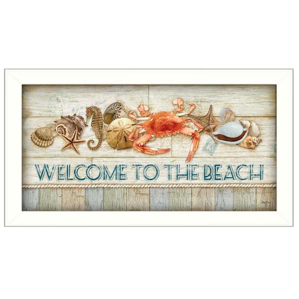 Charlie Welcome to the Beach 1-Piece Framed Wall Art 11 in. x 20 in.