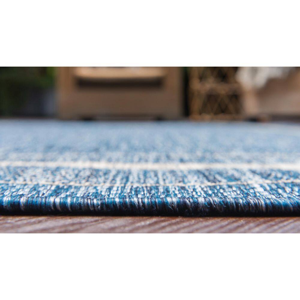 Blue Rectangular Flat Woven Outdoor Area Rug 6' x 9'