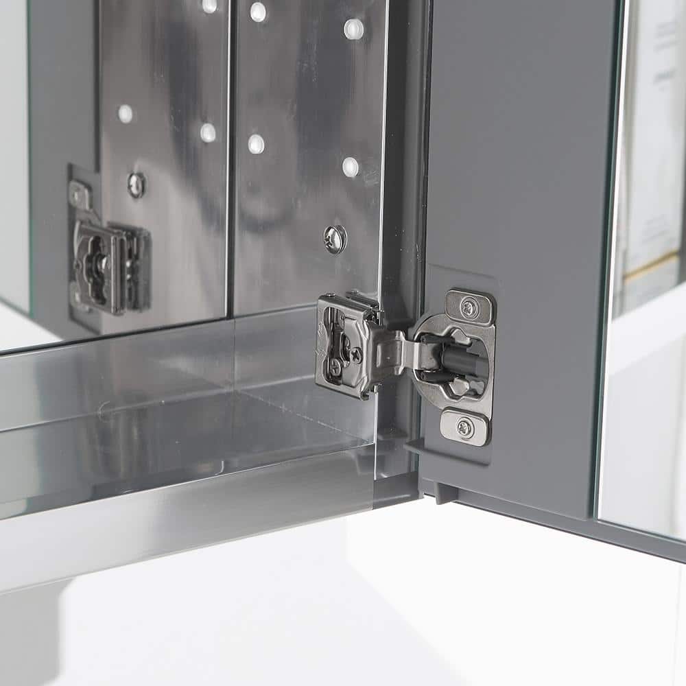 Gray Oak Wall Hung Vanity with Integrated Sink and Medicine Cabinet