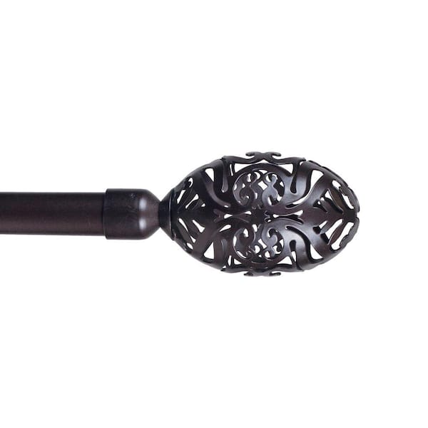 Lavish Home 48 in. - 86 in. Telescoping 3/4 in. Single Curtain Rod in Rubbed Bronze with Scroll Finial