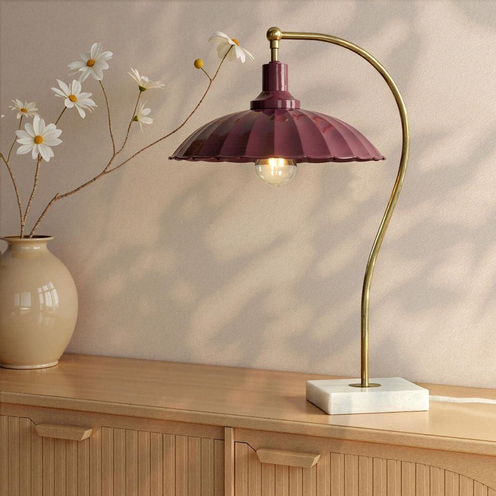 Penelope 24 in. Polished Brass Table Lamp with Red Metal Shade price history on PriceWatchPro