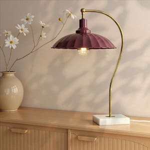 Penelope 24 in. Polished Brass Table Lamp with Red Metal Shade