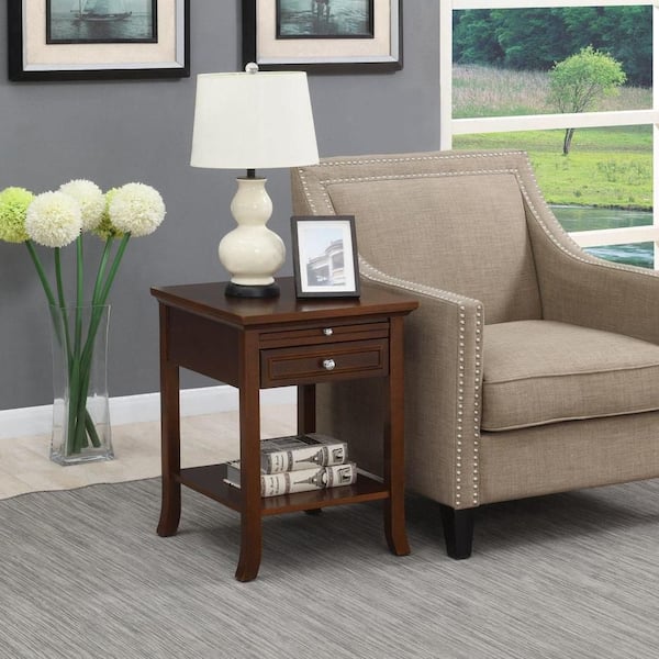 HOME IMPORTS EMPORIUM 16.5 in. Brown Finish Rectangle Wood End Table