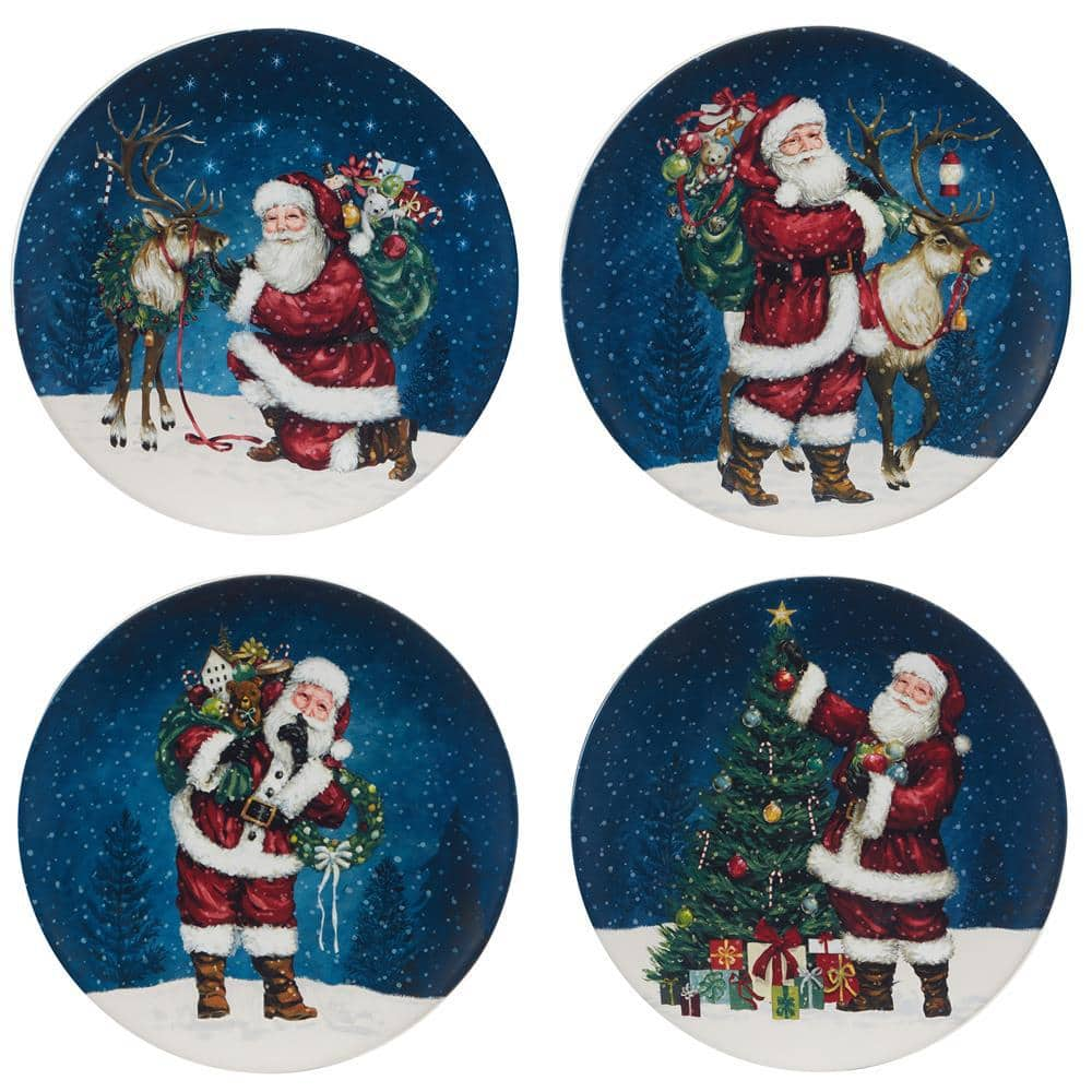 Certified International Multi-Colored Santa's Secret Dinner Plate (Set of 4)